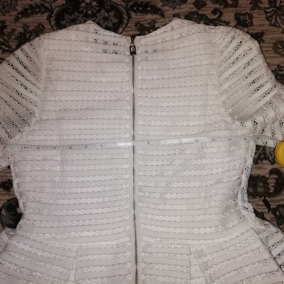 White Mesh A-Line Flared Midi Dress - Picture 4 of 9